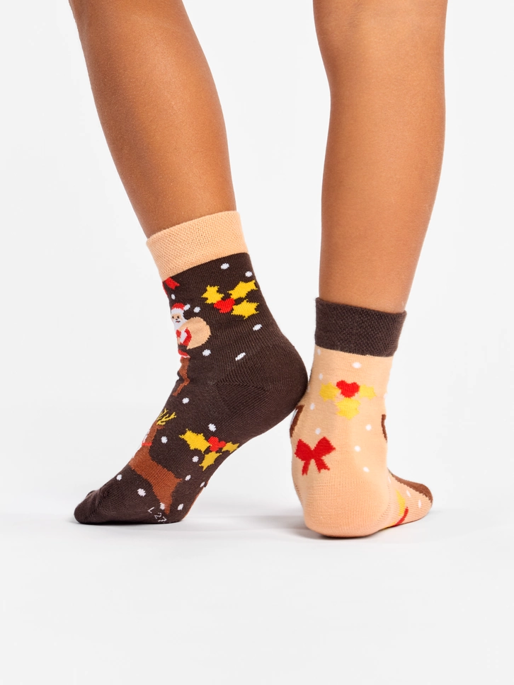Lifestyle-Foto Lustige Kindersocken Rentier & Weihnachtsmann